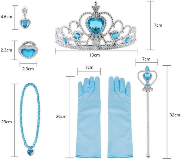 Vicloon Elsa Dress Accessories, Elsa Gloves, Princess Tiara Braid Wand Set (7 pcs) - Image 2