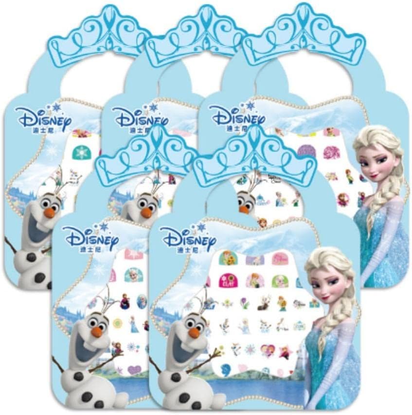 Feifei’S Bow 5 Sheets Toddlers Princess Elsa Minnie Kids Girls Nail Stickers Earring Stickers Art Decal Party Bag Fillers Decor for Kids Girls Birthday Gift (Elsa Nail Stickers)