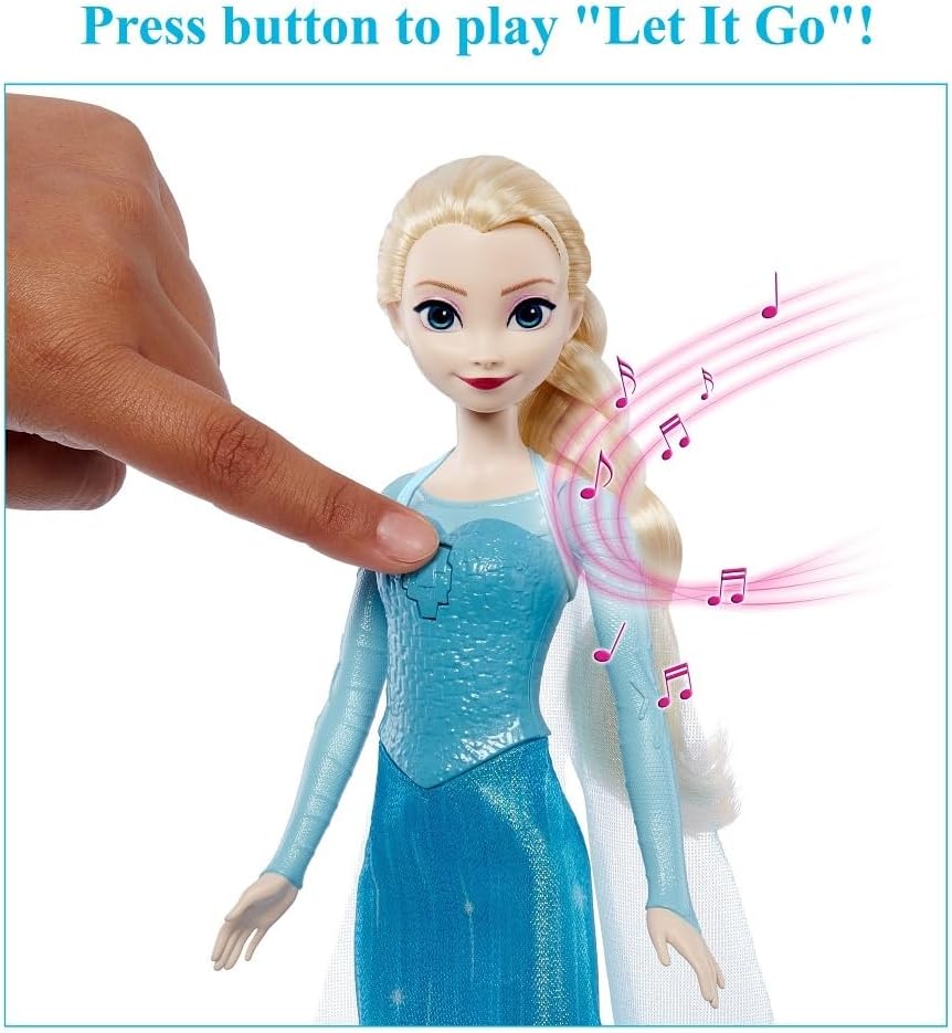 Mattel Disney Frozen Singing Elsa Doll, Frozen Elsa in Signature Clothing, Poseable Doll with Button that Sings "Let It Go" Song, Toys for Ages 3 and Up, English Version, HLW55 - Image 4
