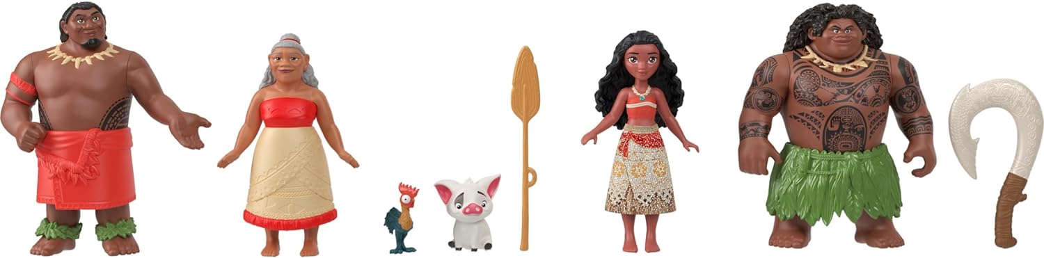 Mattel Disney Princess Toys, Moana Story Pack with 6 Key Characters, Small Dolls, Figures and Accessories Inspired by Disney Movies, Gifts for Kids, HLW90 - Image 5