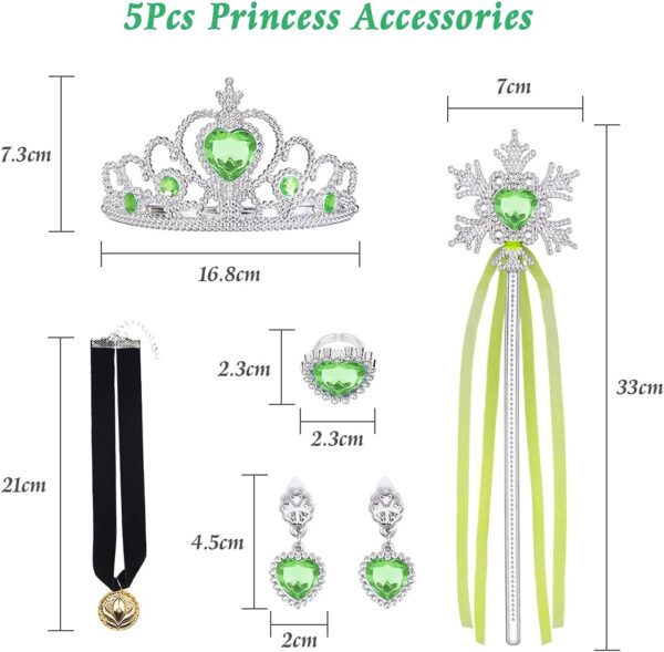 URAQT Elsa Costume, Elsa Anna Dress with Wand and Crown, Girls Princess Costume Dress Up, Fancy Dress for Girls Birthday Party Halloween Christmas Cosplay - Image 5