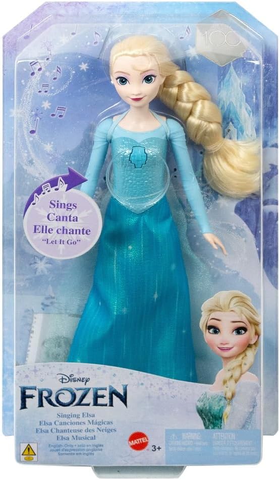 Mattel Disney Frozen Singing Elsa Doll, Frozen Elsa in Signature Clothing, Poseable Doll with Button that Sings "Let It Go" Song, Toys for Ages 3 and Up, English Version, HLW55 - Image 6