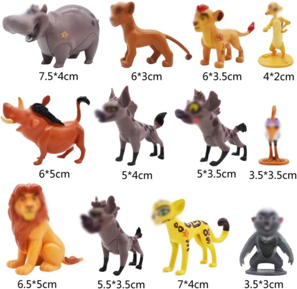 SWZY 12pcs Lion K-ing Figures Set, Lion K-ing Cake Decoration, Mini Lion Set, Cartoon Character Cake Decoration, for Kids Birthday Decor Ornaments Party Supplies, Birthday Gift for Kids - Image 2