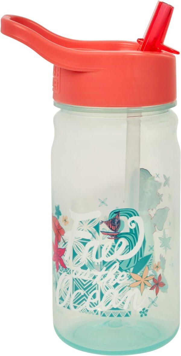 Moana Water Bottle with Straw – Reusable Kids 400ml PP – Official Merchandise by Polar Gear – BPA Free & Recyclable Plastic – For School Nursery Sports Picnic - Image 2