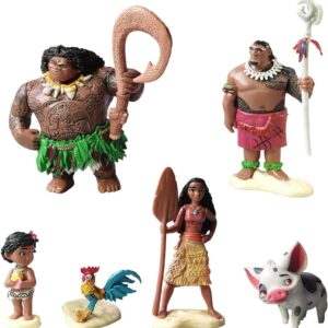 NA Moana Maui Doll, 6 Pieces Moana Family Figure Set, Figurine Playset, Mini Anime Dolls, Moana Cake Topper, Anime Figurines, Children Birthday Gift