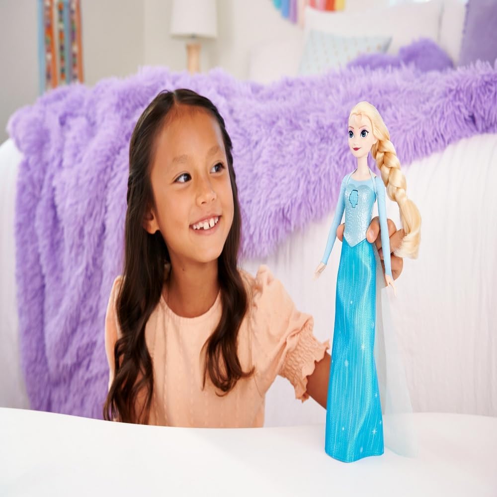 Mattel Disney Frozen Singing Elsa Doll, Frozen Elsa in Signature Clothing, Poseable Doll with Button that Sings "Let It Go" Song, Toys for Ages 3 and Up, English Version, HLW55 - Image 3