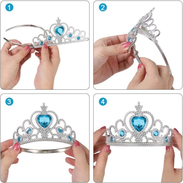 Vicloon Elsa Dress Accessories, Elsa Gloves, Princess Tiara Braid Wand Set (7 pcs) - Image 5