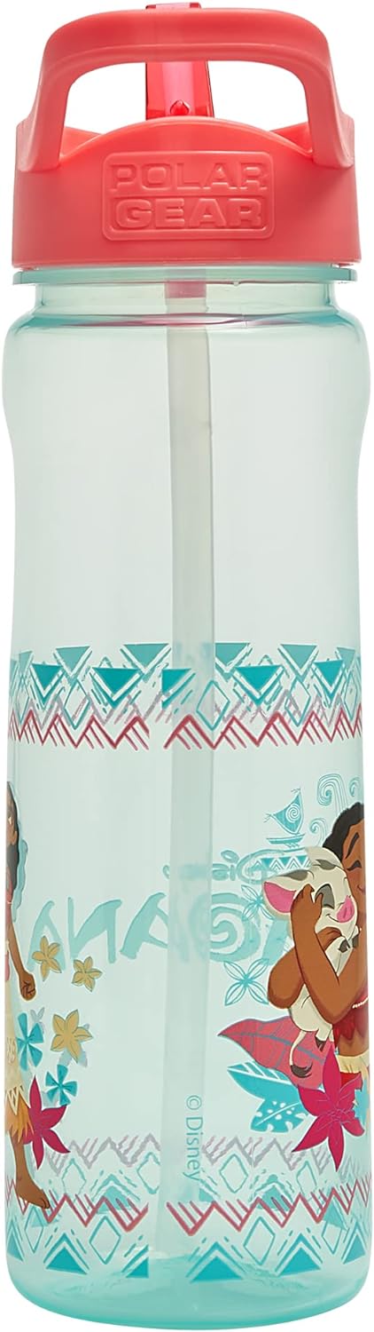 Disney Moana Water Bottle Flip Up Straw 600ml – Official Disney Merchandise Kids Reusable Non Spill - BPA Free - Recyclable Plastic - Ideal For School Nursery Sports Picnic - Turquoise & Pink - Image 5
