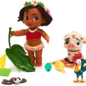 Disney Store Official Moana Mini Doll Playset for Kids, Animators' Collection, 9 Pc., Includes Pua, Hei Hei and Accessories - Suitable for Ages 3+