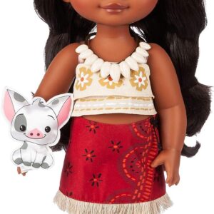 Disney Store Official Moana Doll Animator Collection, 39cm / 15” with Realistic Rooted Hair & Outfit, Padded Satin Pua Soft Toy, Collectible Toddler Doll, Toy Suitable for Ages 3+