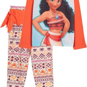 Disney Girls Moana Dress Up Pyjamas For Girls Full Length Novelty Pjs for Kids Nightwear Set