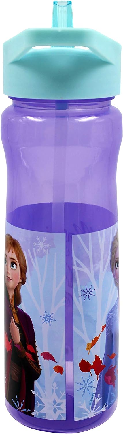 Disney Frozen Water Bottle with Straw – Reusable Kids 600ml PP – in Purple – Official Merchandise by Polar Gear – BPA Free & Recyclable Plastic – for School Nursery Sports Picnic, Multi Colour - Image 6
