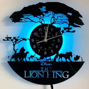 Beach Love Vinyl Record Wall Clock LED The Lion King,Creative Hanging Night Lamp 7 Color Luminous Wall Clock for Living Room Beedroom Home Decor Gift