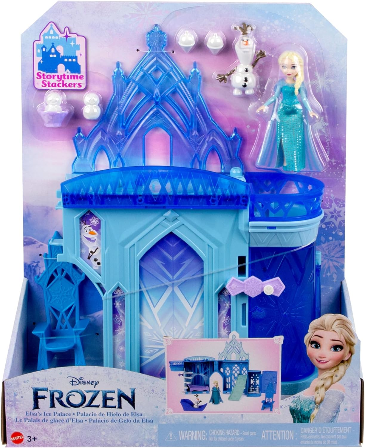 Mattel Disney Frozen Toys, Elsa Stackable Castle Doll House Playset with Small Doll and 8 Pieces, Inspired by the Disney Frozen Movies, Kids Travel Toys and Gifts, HLX01 - Image 6