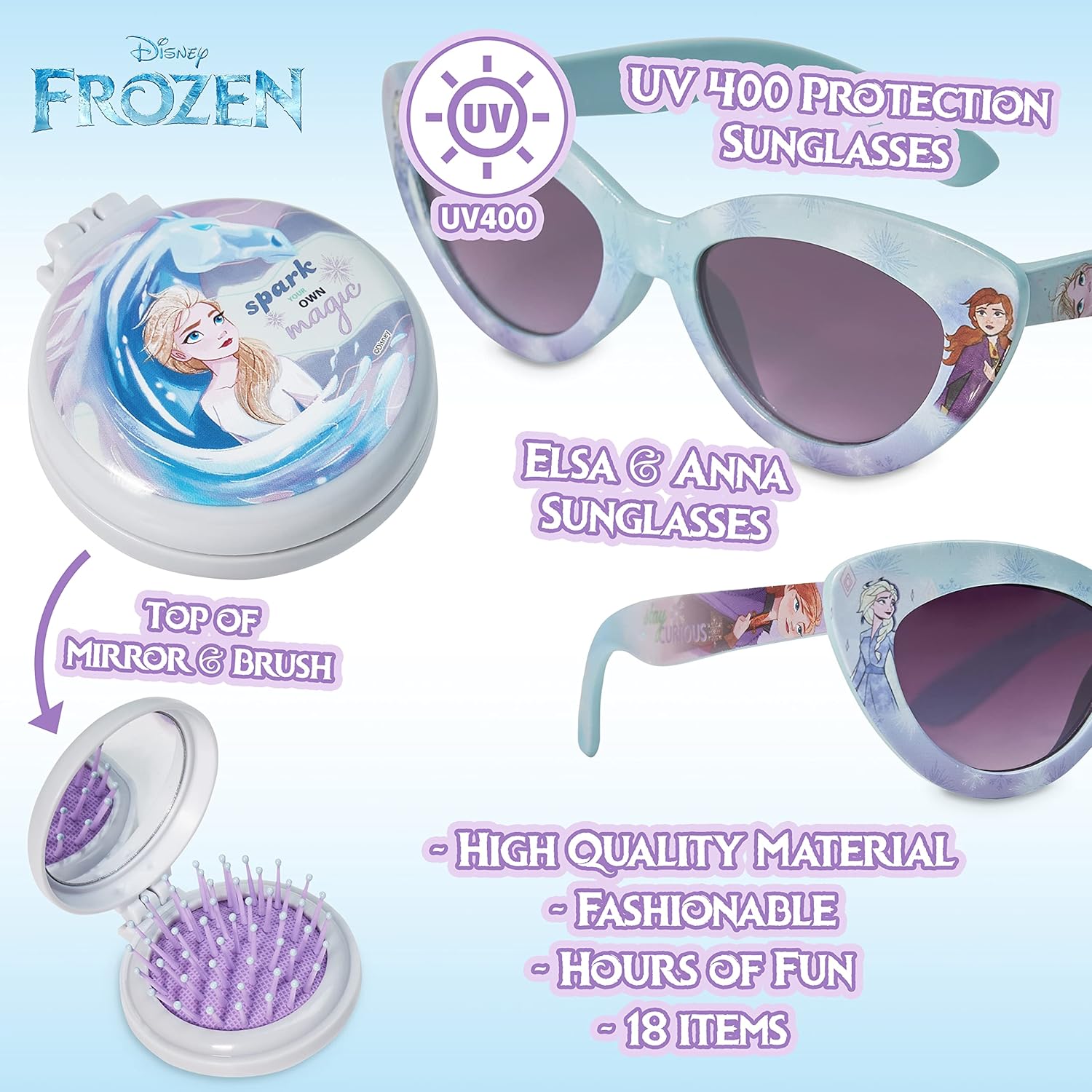 Disney Girls Handbag, Shoulder Bag with Hair Accessories and Sunglasses - Gifts for Girls - Image 5