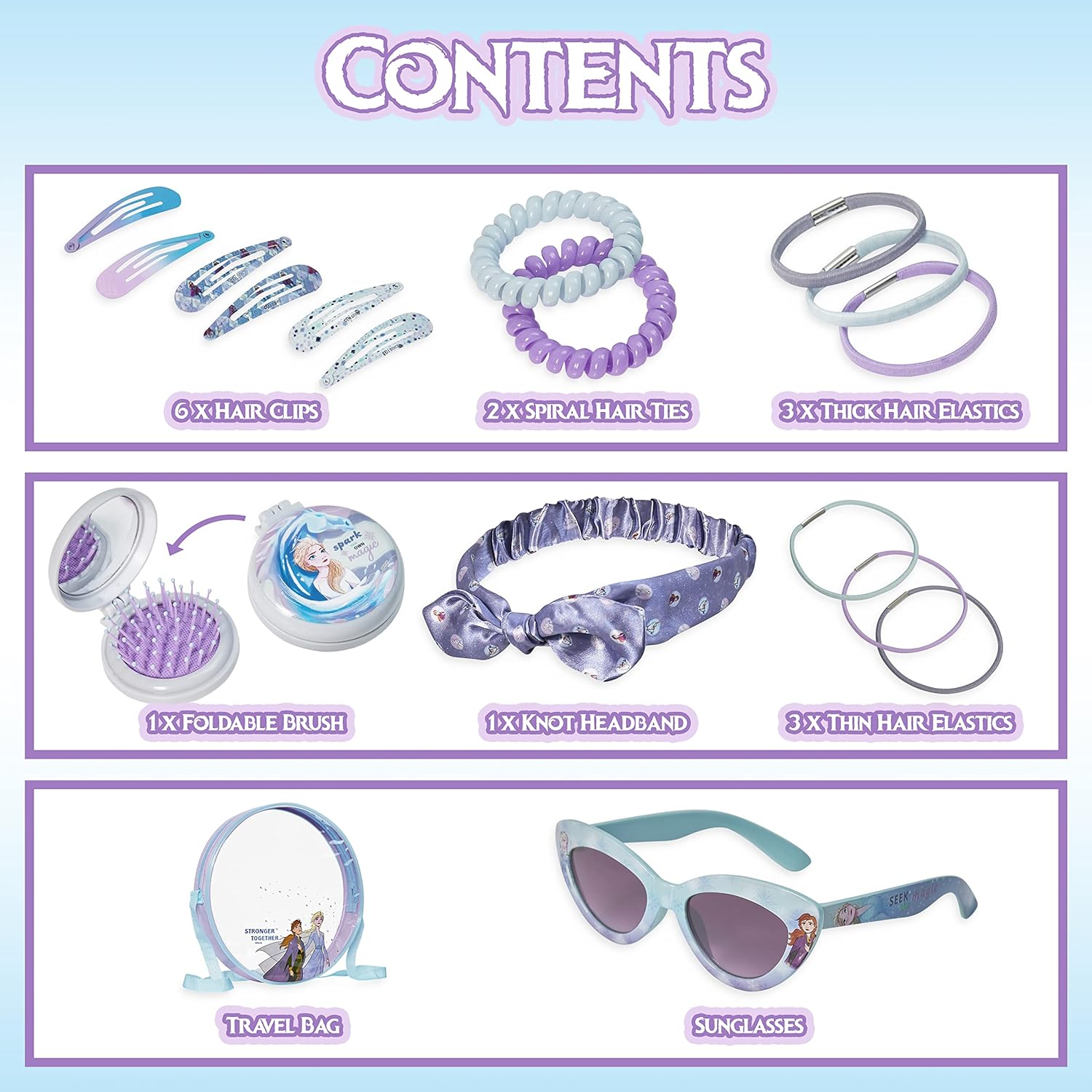 Disney Girls Handbag, Shoulder Bag with Hair Accessories and Sunglasses - Gifts for Girls - Image 7