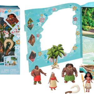 Mattel Disney Princess Toys, Moana Story Pack with 6 Key Characters, Small Dolls, Figures and Accessories Inspired by Disney Movies, Gifts for Kids, HLW90