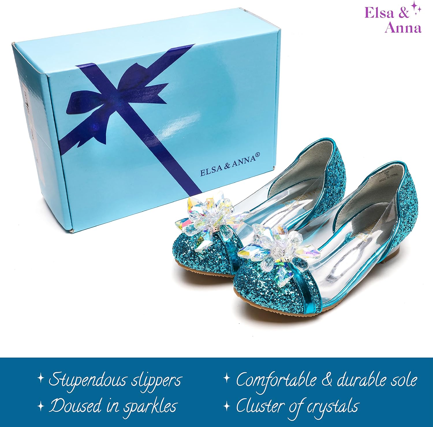 ELSA & ANNA Girls Snow Queen Princess Fancy Dress Up Party Shoes - 3cm Heel - Elsa Dress Up Shoes for Parties & Birthdays, Cosplay - Girls High Heels (SIL15) - Image 2