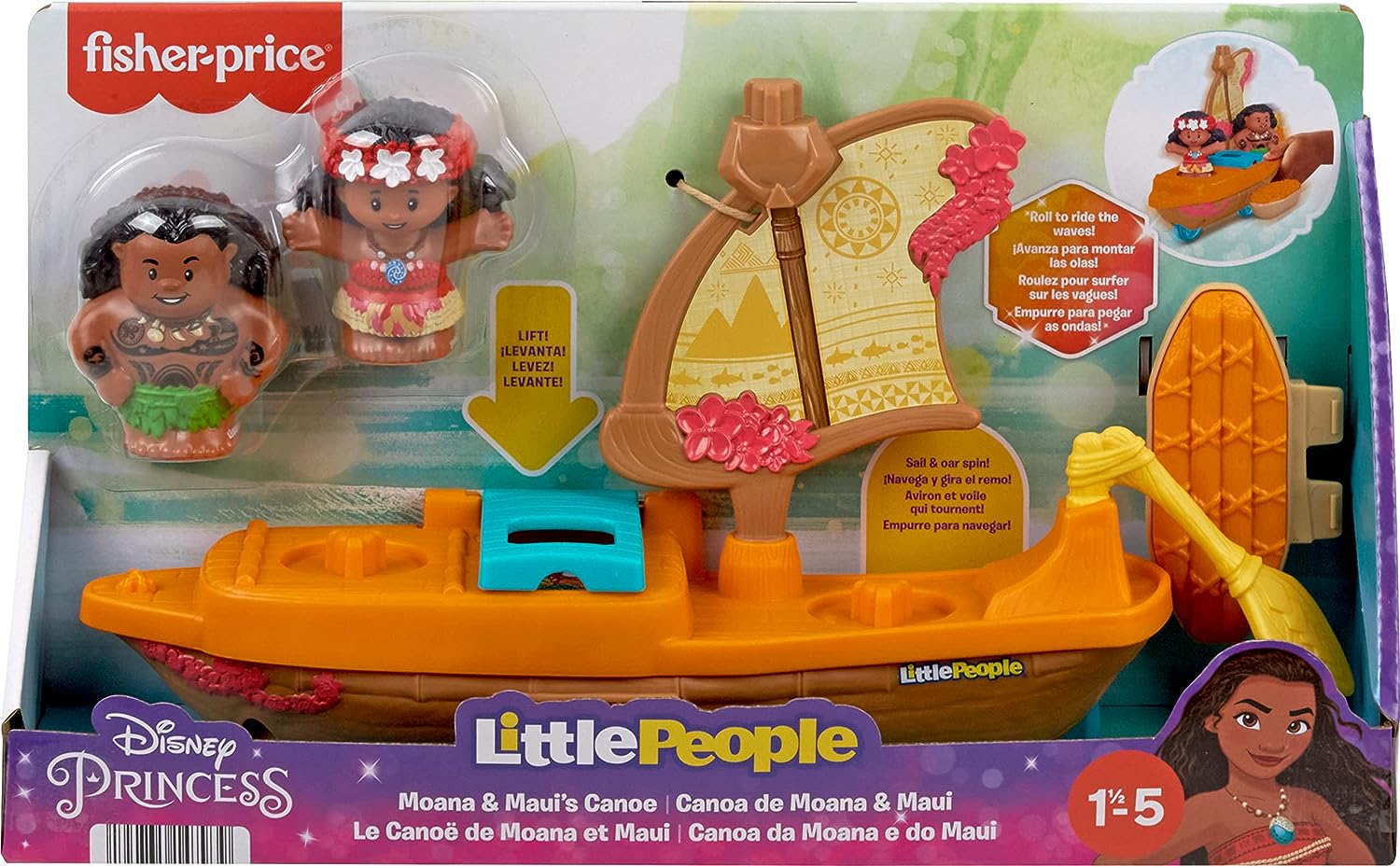 Disney Princess Moana & Maui's Canoe by Little People - Image 6