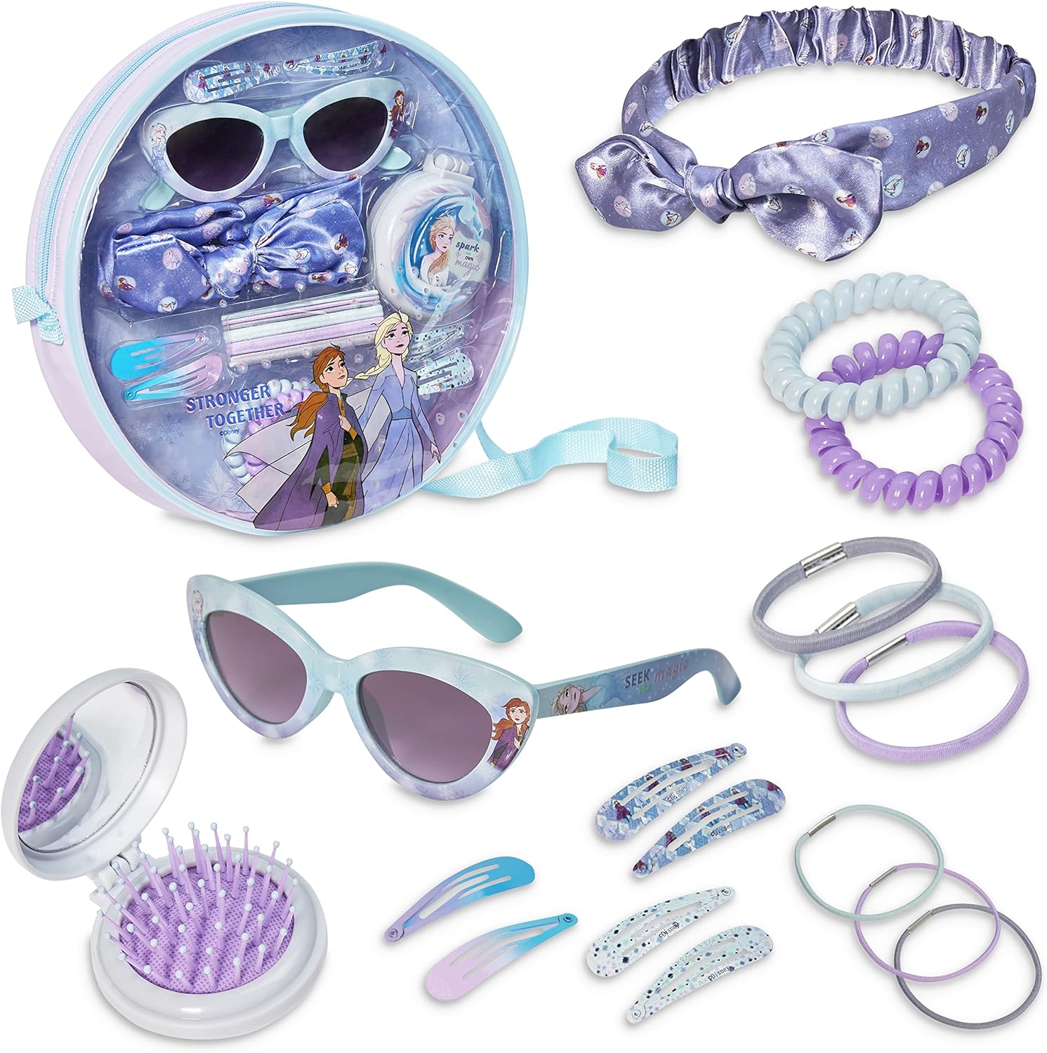 Disney Girls Handbag, Shoulder Bag with Hair Accessories and Sunglasses - Gifts for Girls